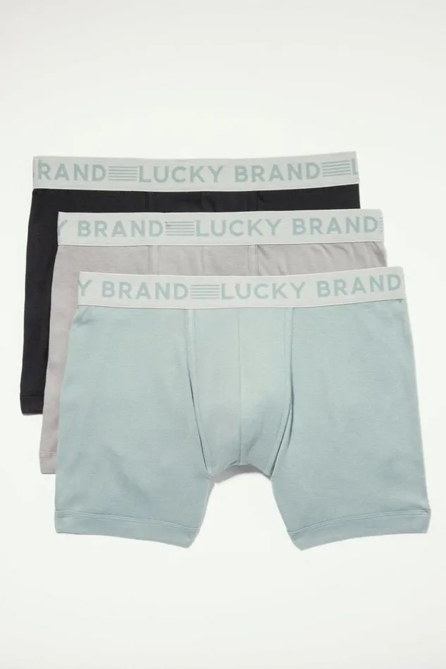 Men Lucky Brand Underwear and Sleepwear 3 Pack Cotton Modal Boxer Briefs Multi