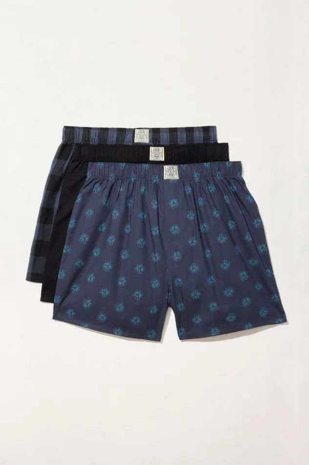 Men Lucky Brand Underwear and Sleepwear 3 Pack Woven Boxers Multi