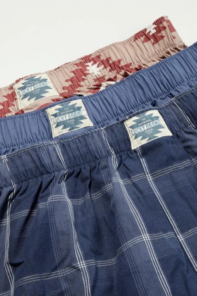Men Lucky Brand Underwear and Sleepwear 3 Pack Woven Boxers Multi