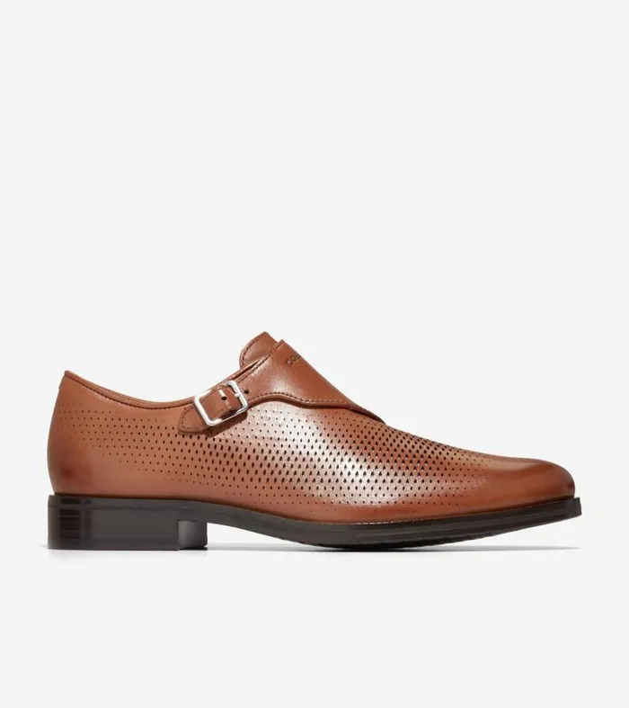 Men Men039s Washington Grand Laser Monk Strap Brown Cole Haan Loafers and Drivers