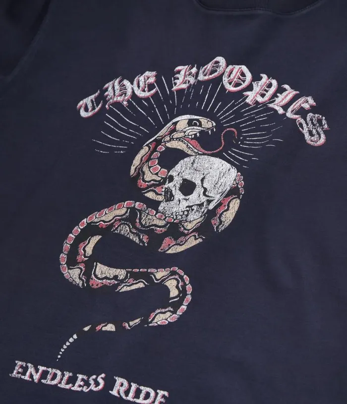 Men Navy Blue Tshirt With Sneaky Snake Serigraphy THE KOOPLES Tshirts