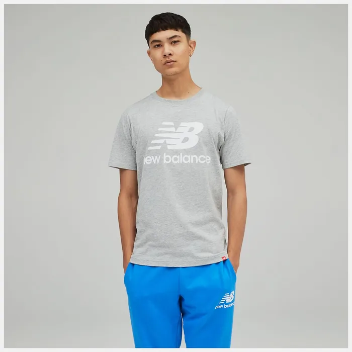 Men NB Essentials Stacked Logo Tee Athletic Grey New Balance Shirts