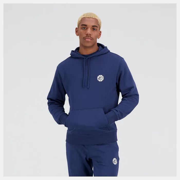Men NB Hoops Fundamentals Hoodie Nb Navy New Balance Hoodies and Sweatshirts