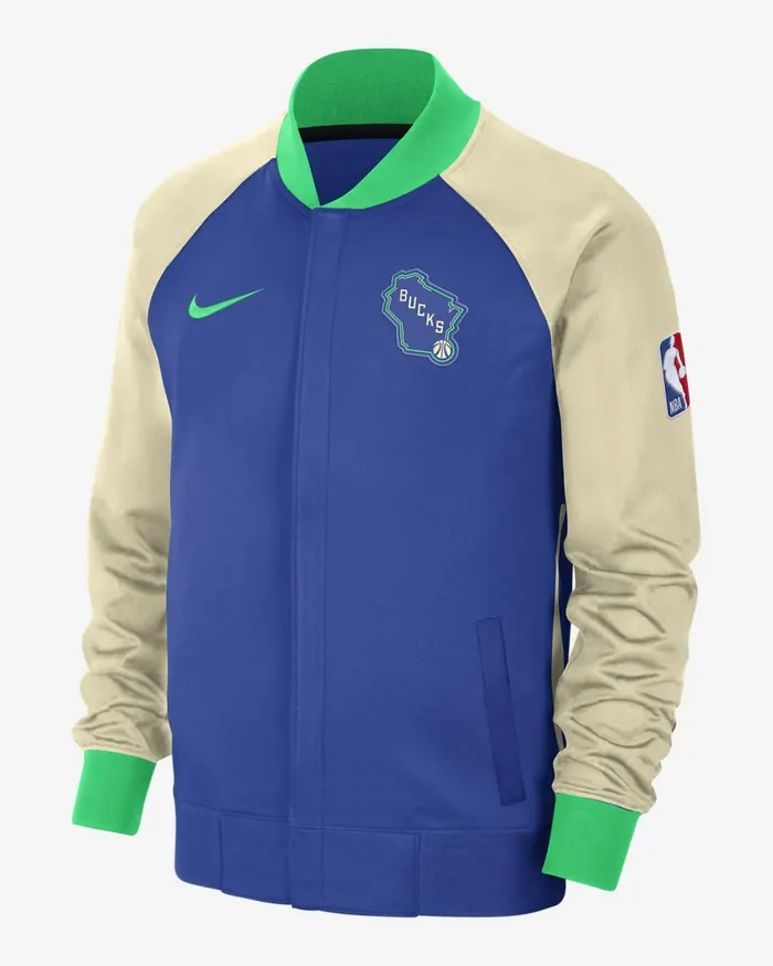 Men Nike Hoodies And Sweatshirts Milwaukee Bucks Showtime City Edition Game Royalflat Opalgreen Shockgreen Shock