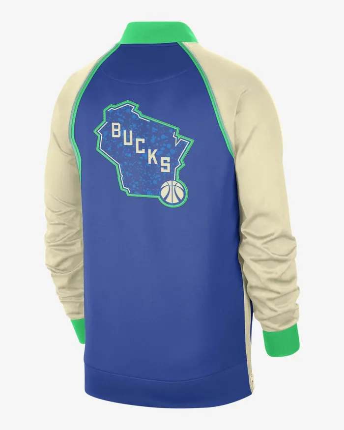 Men Nike Hoodies And Sweatshirts Milwaukee Bucks Showtime City Edition Game Royalflat Opalgreen Shockgreen Shock