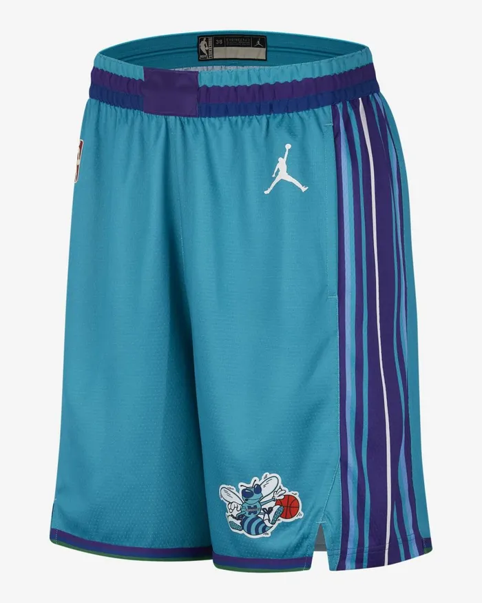Men Nike Shorts Charlotte Hornets Hardwood Classics 202324 Rapid Tealwhite