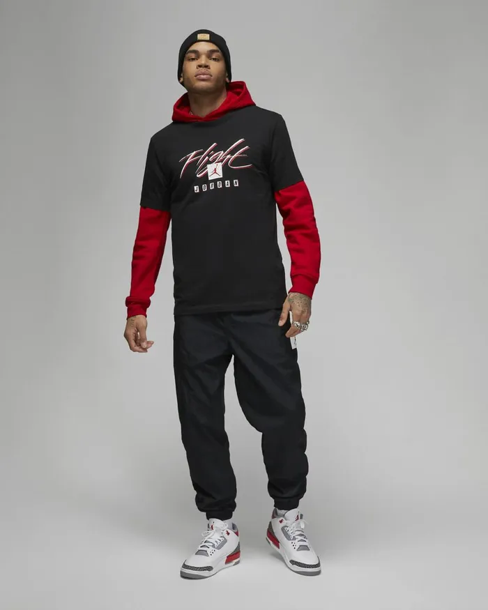 Men Nike Tops And TShirts Jordan Flight Essentials Blackgym Red