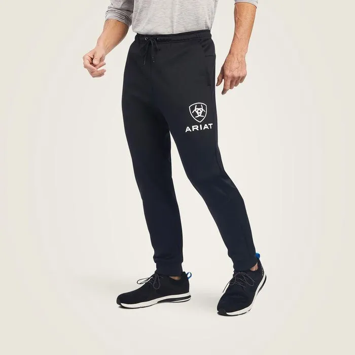 Men Pants and Shorts Ariat Logo Tek Fleece Jogger Sweatpants Black