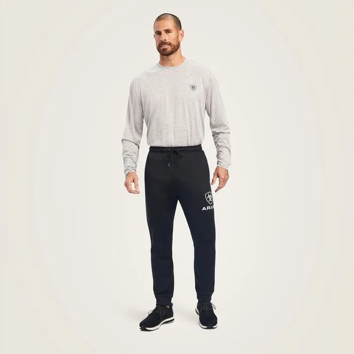 Men Pants and Shorts Ariat Logo Tek Fleece Jogger Sweatpants Black Men Pants and Shorts Ariat Logo Tek Fleece Jogger Sweatpants Black