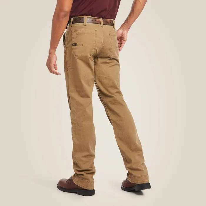 Men Pants and Shorts Ariat Rebar M4 Relaxed DuraStretch Washed Twill Dungaree Boot Cut Pant Field Khaki