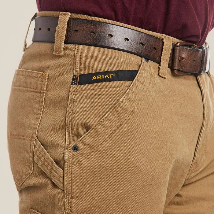 Men Pants and Shorts Ariat Rebar M4 Relaxed DuraStretch Washed Twill Dungaree Boot Cut Pant Field Khaki