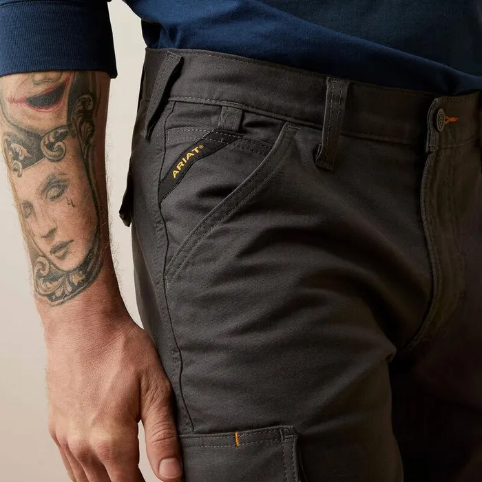 Men Pants and Shorts Ariat Rebar M4 Relaxed Made Tough Cargo Straight Pant Rebar Grey