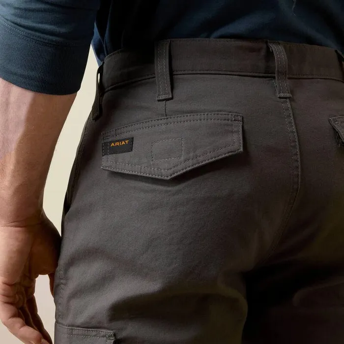 Men Pants and Shorts Ariat Rebar M4 Relaxed Made Tough Cargo Straight Pant Rebar Grey
