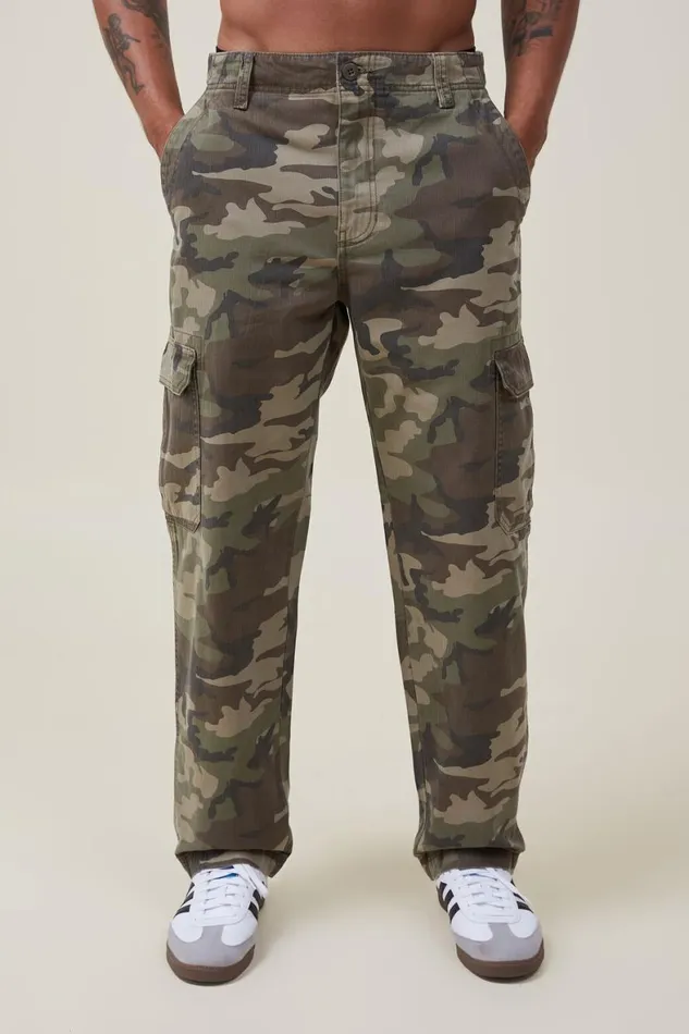 Men Pants Cotton On Tactical Cargo Pant Camo Herringbone