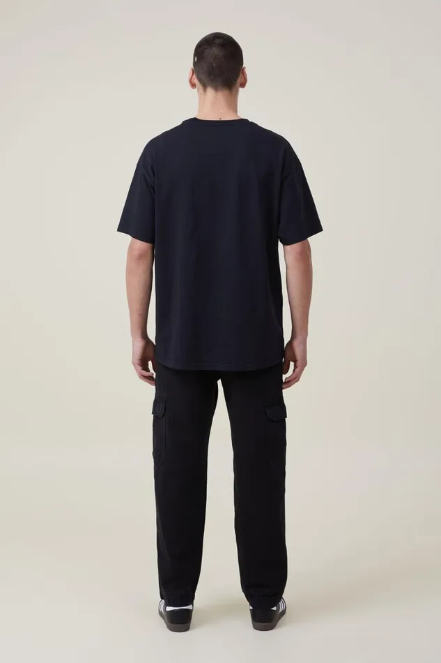 Men Pants Cotton On Tactical Cargo Pant Jet Black Herringbone