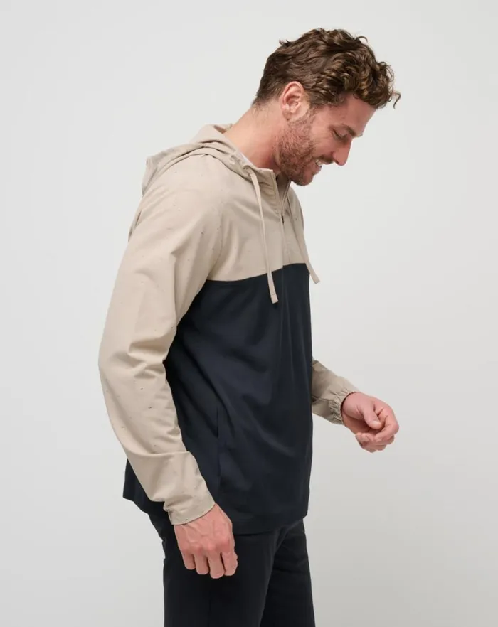Men Quarter Zips TravisMathew ROCKY SHORE QUARTER ZIP HOODIE Oxford Tan