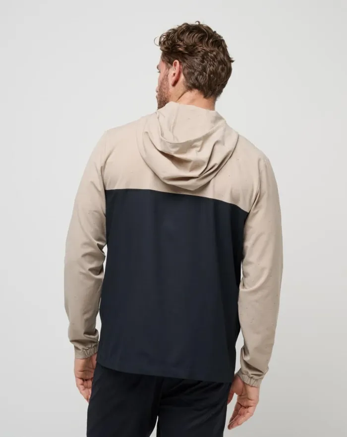 Men Quarter Zips TravisMathew ROCKY SHORE QUARTER ZIP HOODIE Oxford Tan