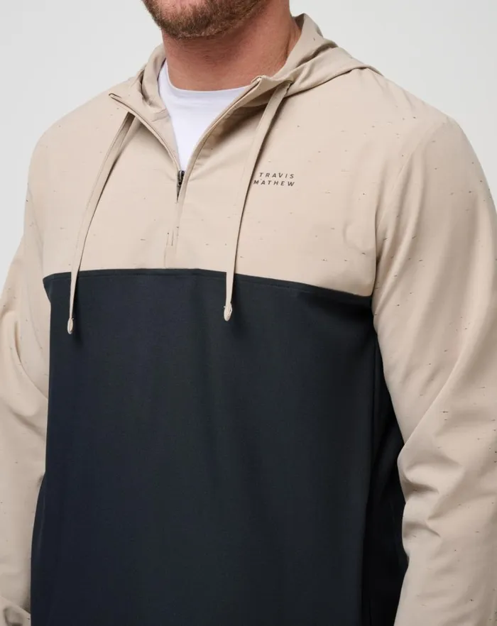 Men Quarter Zips TravisMathew ROCKY SHORE QUARTER ZIP HOODIE Oxford Tan