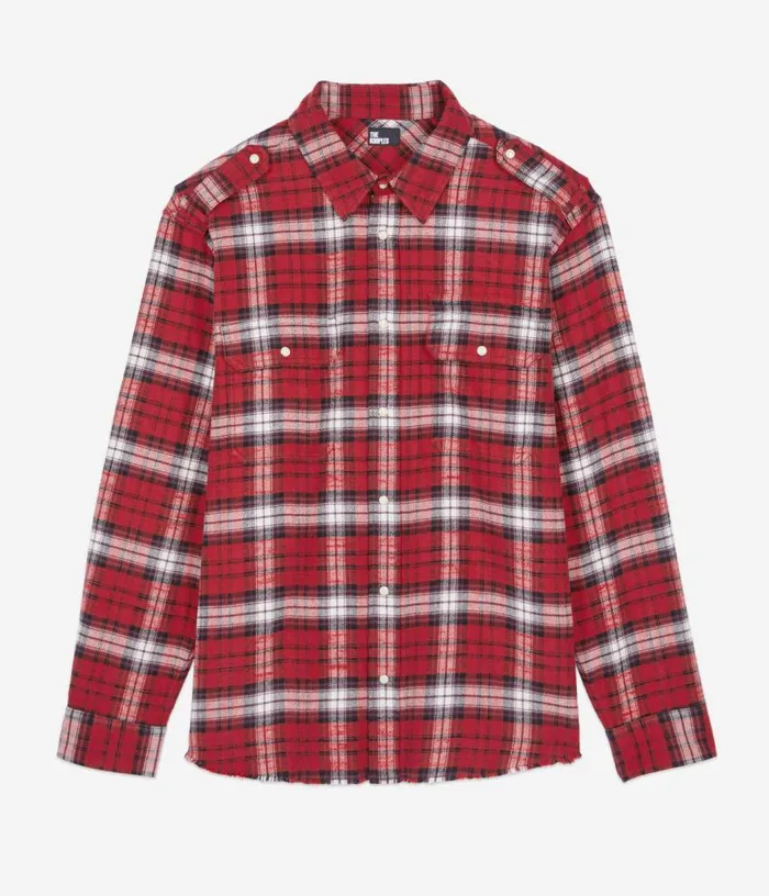 Men Red And White Checked Overshirt THE KOOPLES Shirts