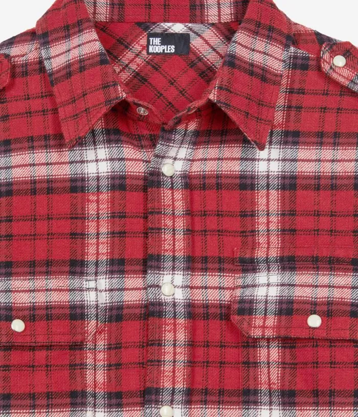 Men Red And White Checked Overshirt THE KOOPLES Shirts