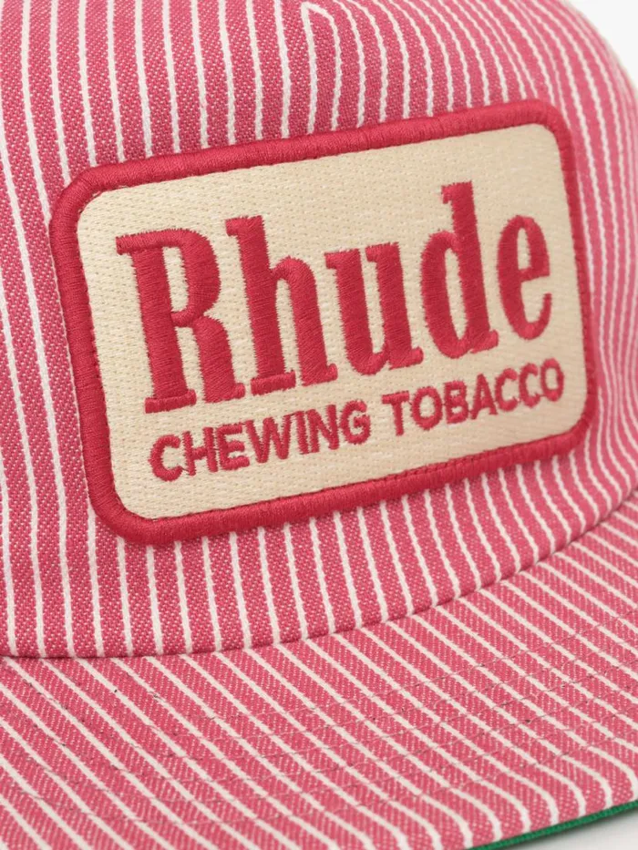 Men Rhude Hats RED STRIPED TOBACCO TRUCKER HAT Offwhite