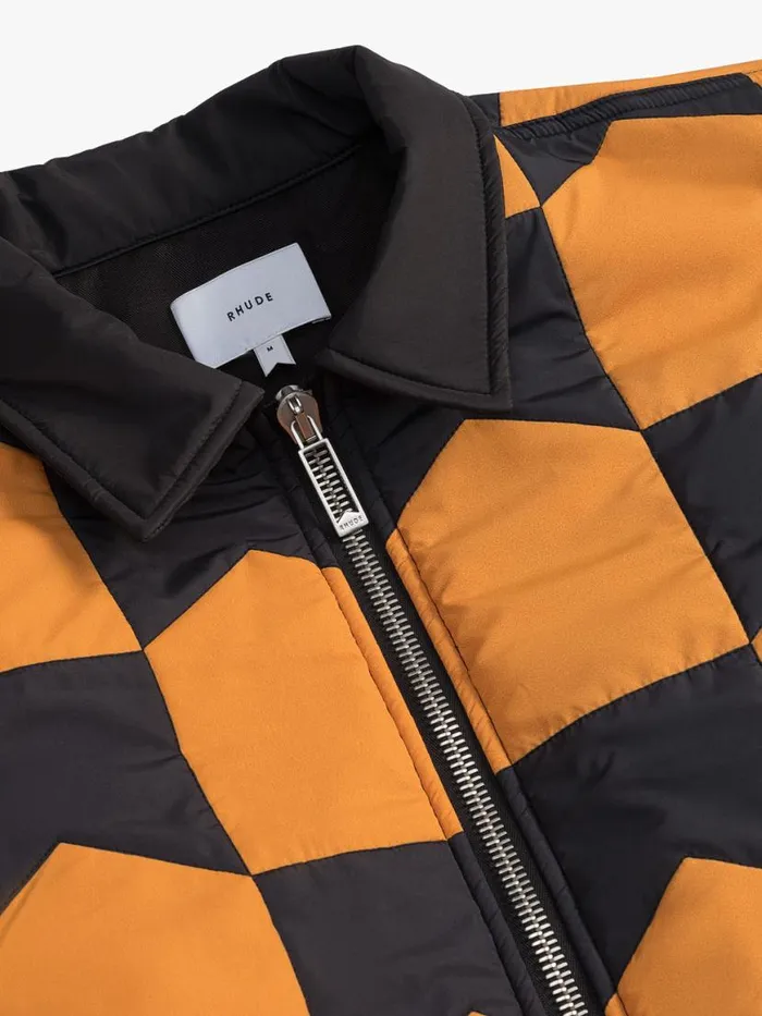 Men Rhude Outerwear CHEVRON QUILTED MA1 JACKET Blackorange