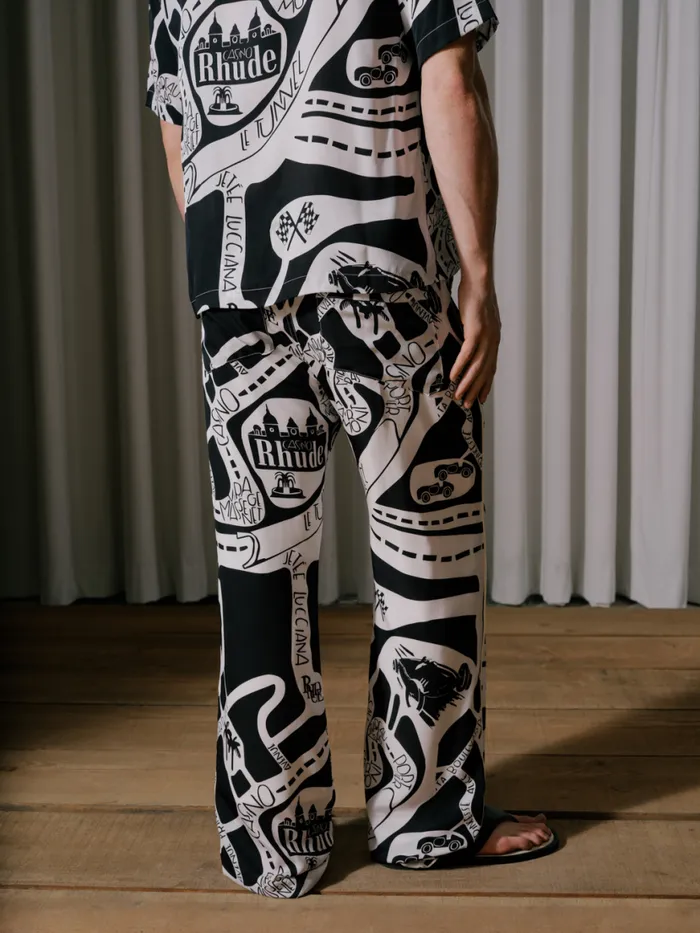 Men Rhude Pants STRADA SILK PANT Blackwhite