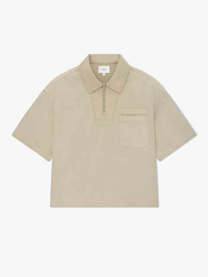 Men Rhude Shirts BOXY HALFZIP SPRAY SHIRT Khaki