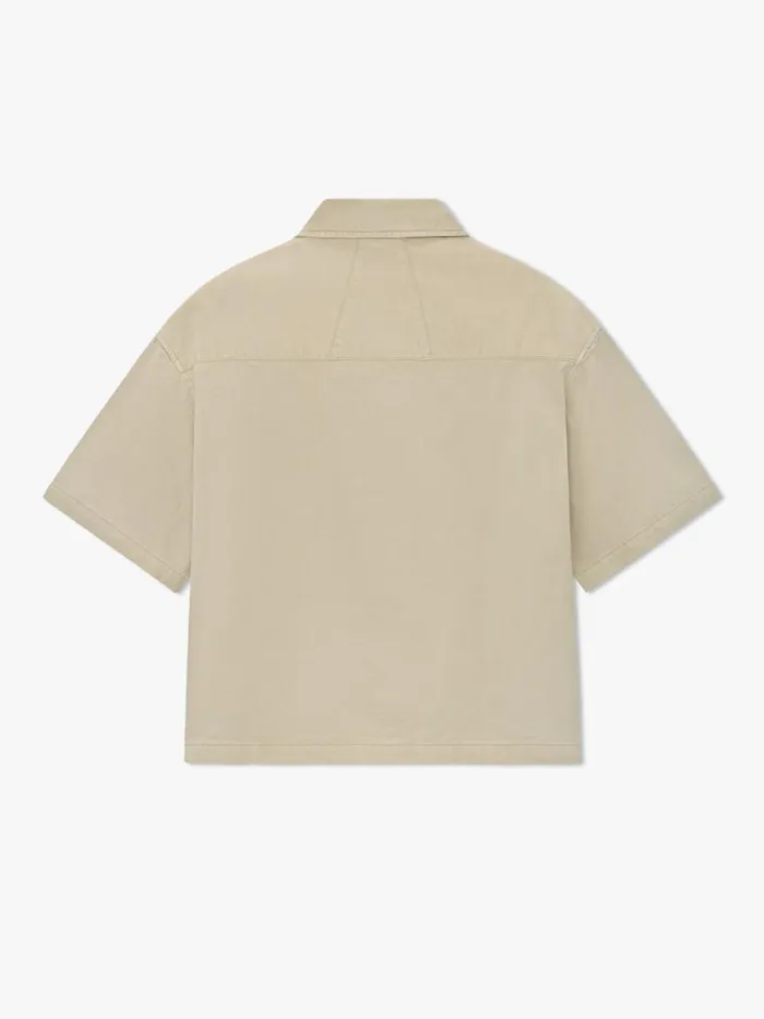 Men Rhude Shirts BOXY HALFZIP SPRAY SHIRT Khaki Men Rhude Shirts BOXY HALFZIP SPRAY SHIRT Khaki