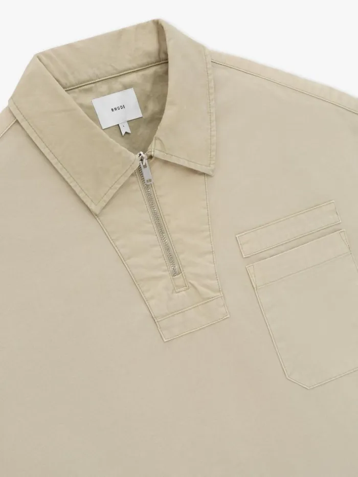 Men Rhude Shirts BOXY HALFZIP SPRAY SHIRT Khaki Men Rhude Shirts BOXY HALFZIP SPRAY SHIRT Khaki