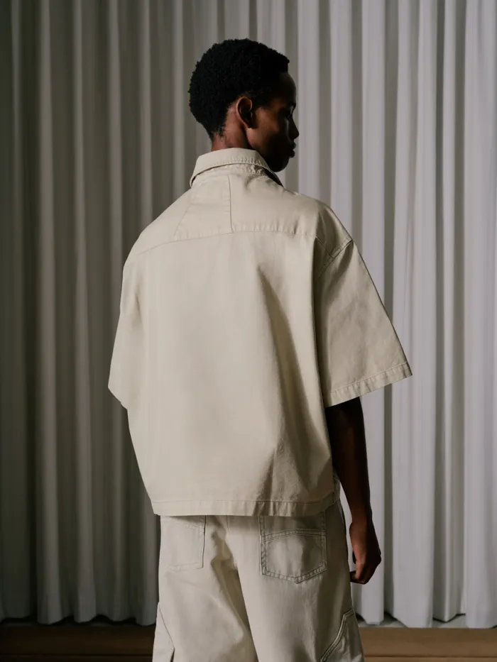 Men Rhude Shirts BOXY HALFZIP SPRAY SHIRT Khaki Men Rhude Shirts BOXY HALFZIP SPRAY SHIRT Khaki
