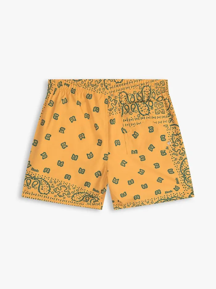 Men Rhude Shorts BANDANA PRINT SWIM TRUNKS Yellowgreen