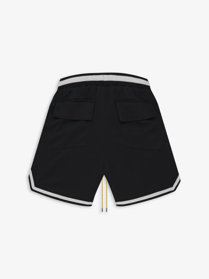 Men Rhude Shorts COURT LOGO SHORTS Black