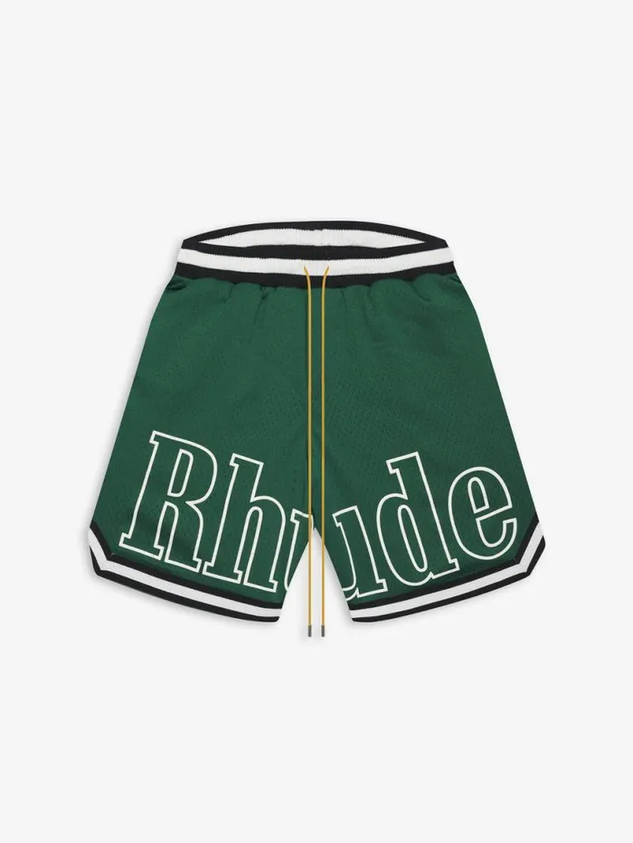 Men Rhude Shorts COURT LOGO SHORTS Forest Green