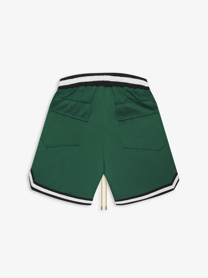 Men Rhude Shorts COURT LOGO SHORTS Forest Green