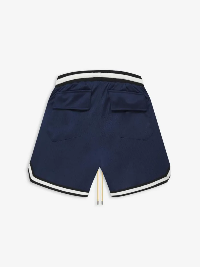 Men Rhude Shorts COURT LOGO SHORTS Navy