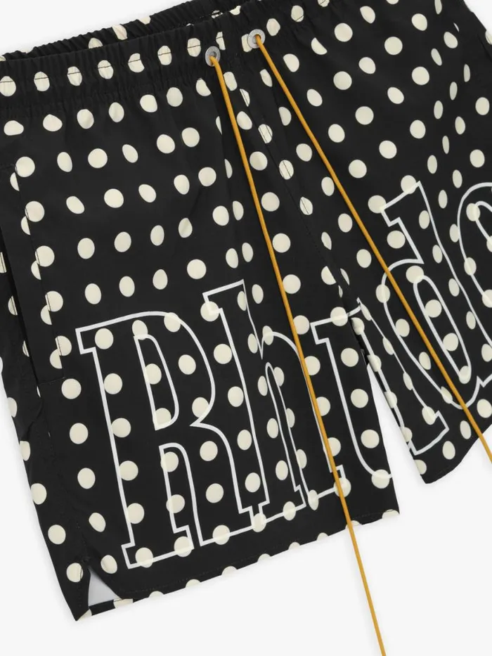 Men Rhude Shorts LOGO POLKA DOT SWIM SHORT Blackwhite