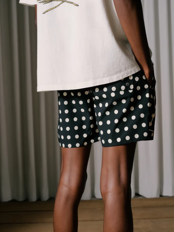 Men Rhude Shorts LOGO POLKA DOT SWIM SHORT Blackwhite