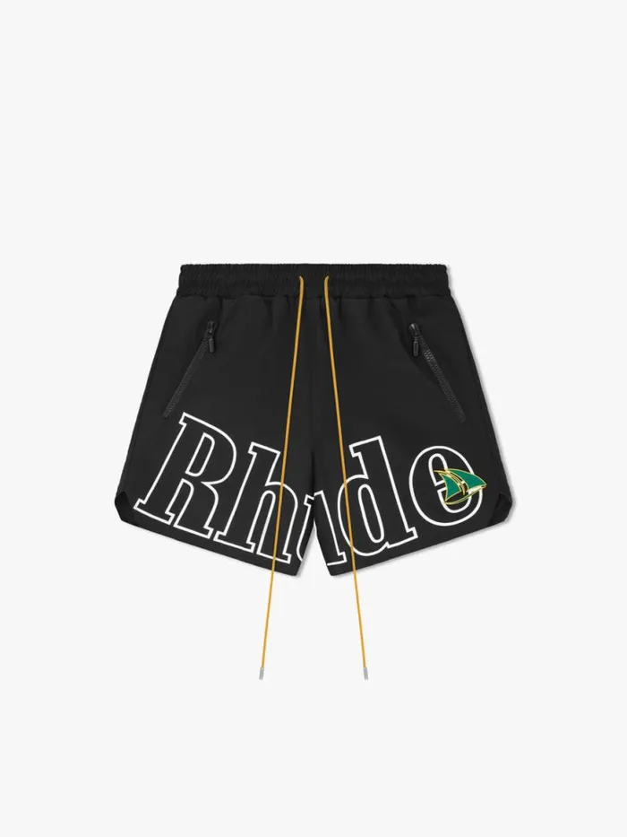 Men Rhude Shorts STTROPEZ CREST LOGO SHORT Black