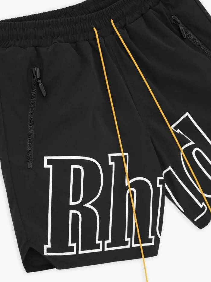 Men Rhude Shorts STTROPEZ CREST LOGO SHORT Black