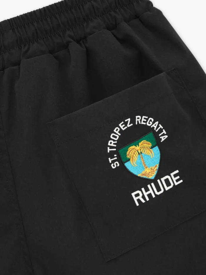 Men Rhude Shorts STTROPEZ CREST LOGO SHORT Black