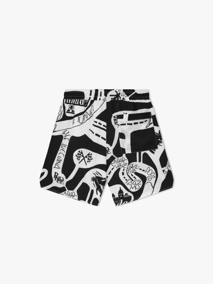 Men Rhude Shorts STRADA SILK SHORT Blackwhite Men Rhude Shorts STRADA SILK SHORT Blackwhite