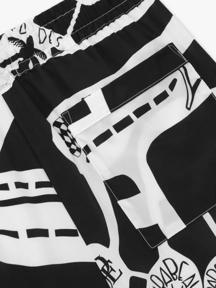 Men Rhude Shorts STRADA SILK SHORT Blackwhite Men Rhude Shorts STRADA SILK SHORT Blackwhite