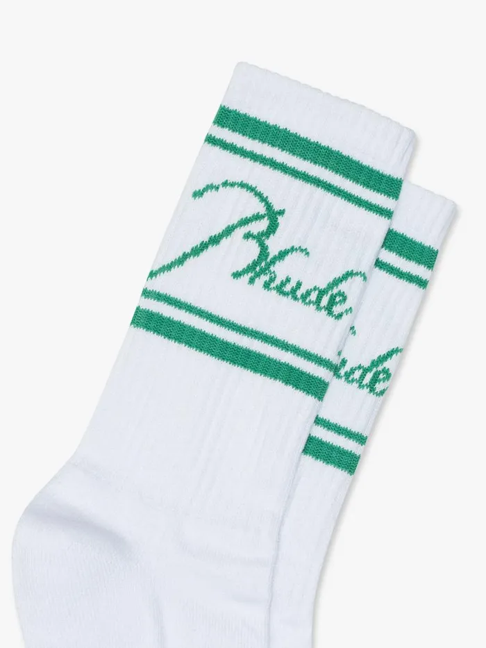Men Rhude Socks SCRIPT LOGO SOCK Whitegreen