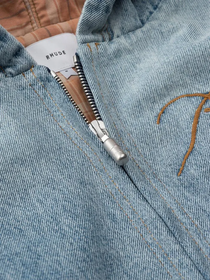 Men Rhude Sweatshirts DENIM HOODIE Indigo