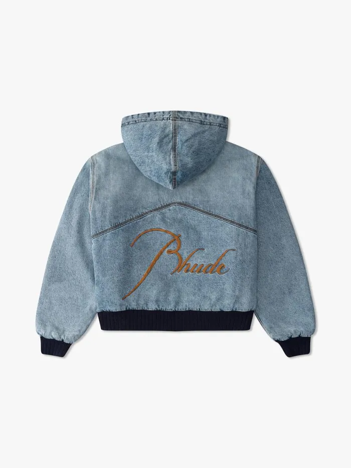 Men Rhude Sweatshirts DENIM HOODIE Indigo