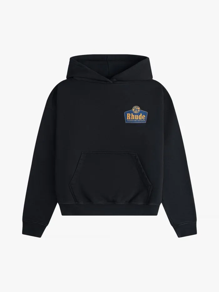 Men Rhude Sweatshirts GRAND CRU HOODIE Vtg Black