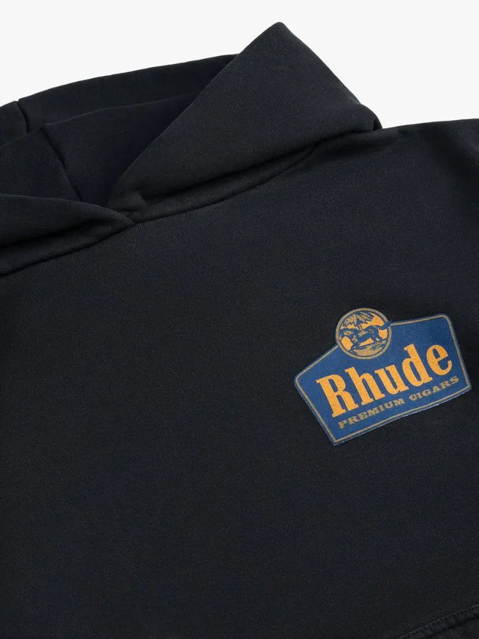 Men Rhude Sweatshirts GRAND CRU HOODIE Vtg Black