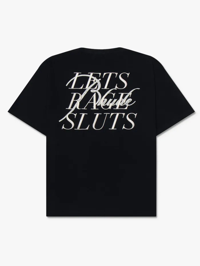 Men Rhude Tees 034LETS RAGE034 RH AUTOGRAPH TEE Blackwhite