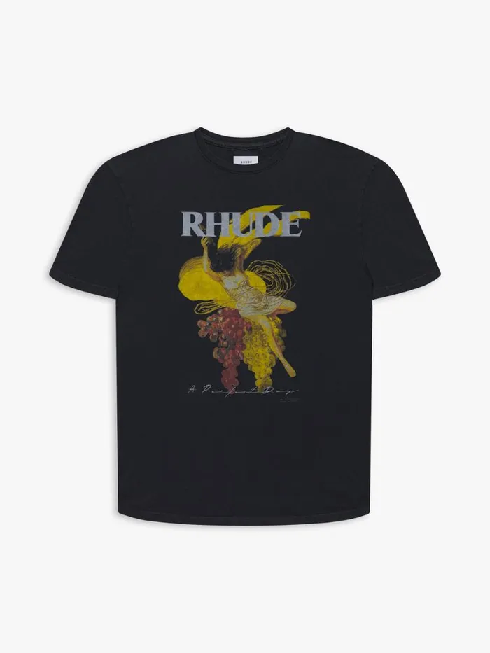 Men Rhude Tees A PERFECT DAY TEE Vtg Black
